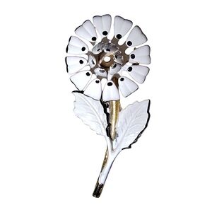 Vintage White & Gold Tone Flower Brooch
